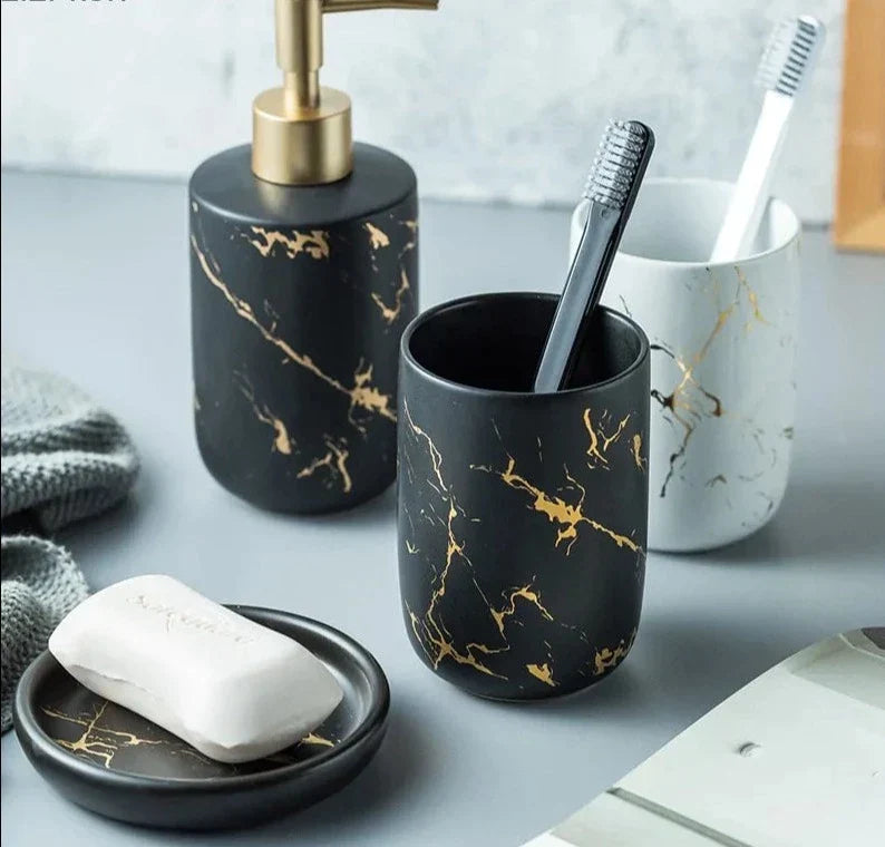 Marbled Ceramic Bathroom Set