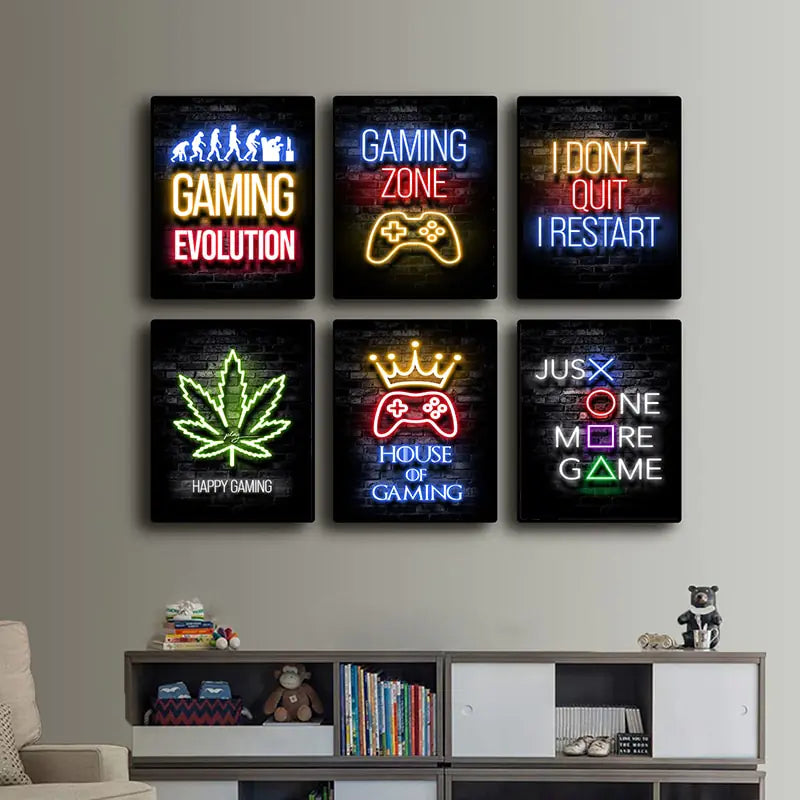 Gamer Quotes Neon Art Poster