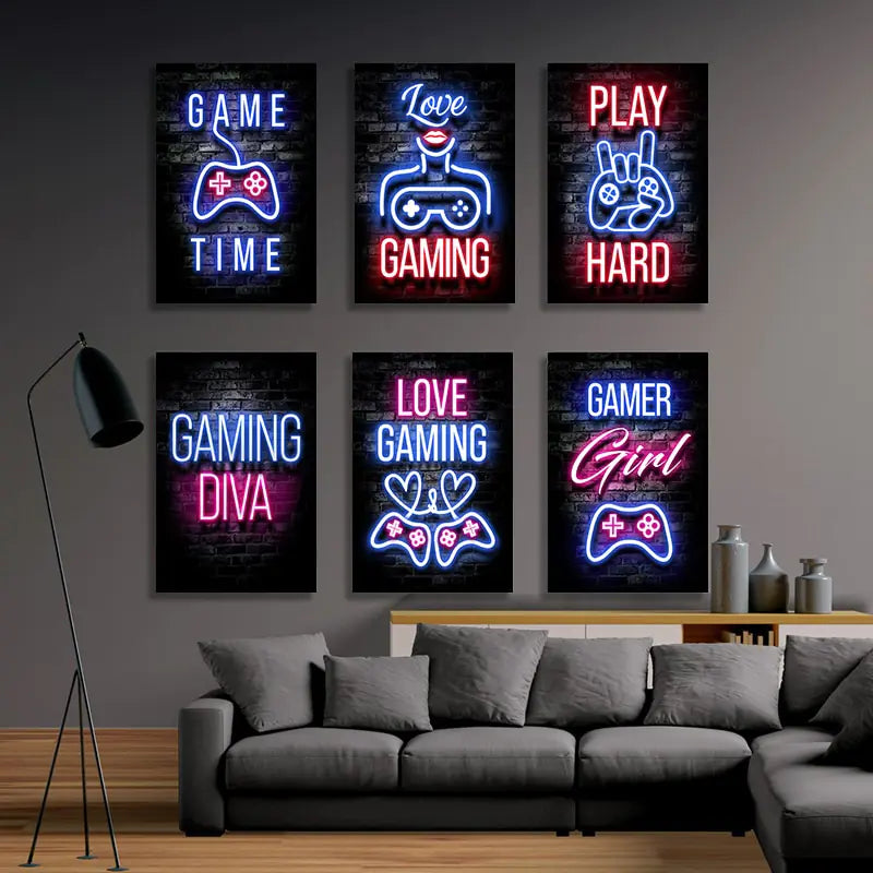 Gamer Quotes Neon Art Poster